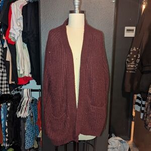 Forever 21 Maroon Open-Front Cardigan